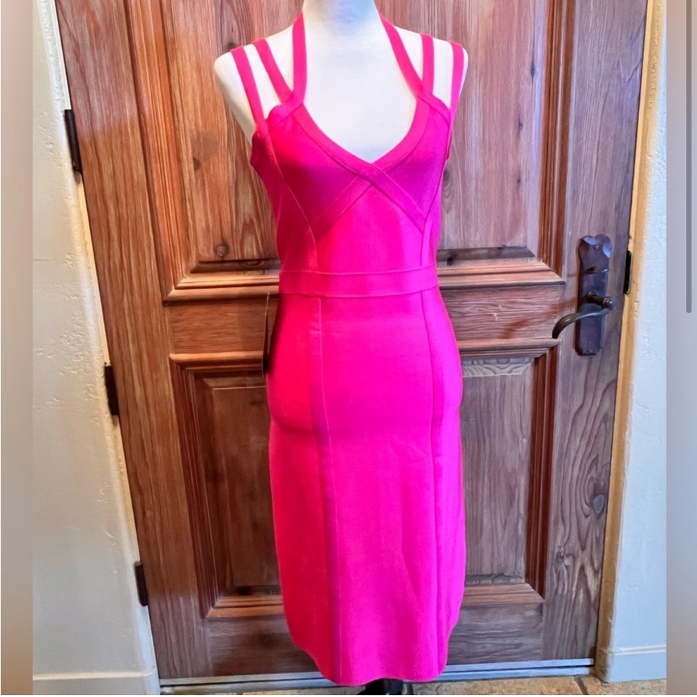 NWT BEBE 3 Strap Midi Bandage Dress